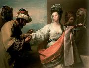 Isaac's servant trying the bracelet on Rebecca's arm, Benjamin West